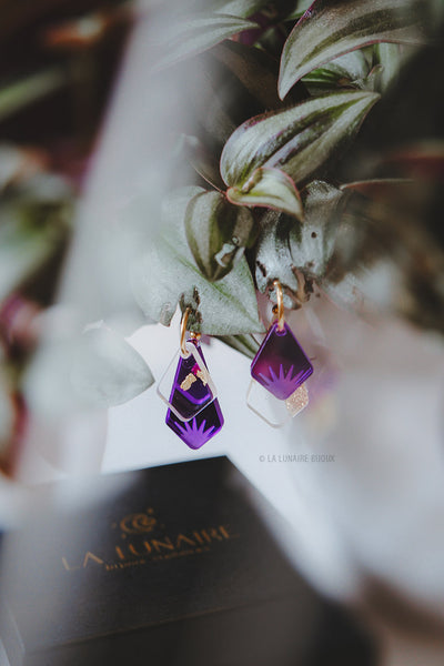 Boucles d’oreilles Ada, plexiglass, fait main, Belgique