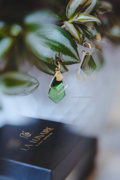 Boucles d’oreilles Ada, plexiglass, fait main, Belgique
