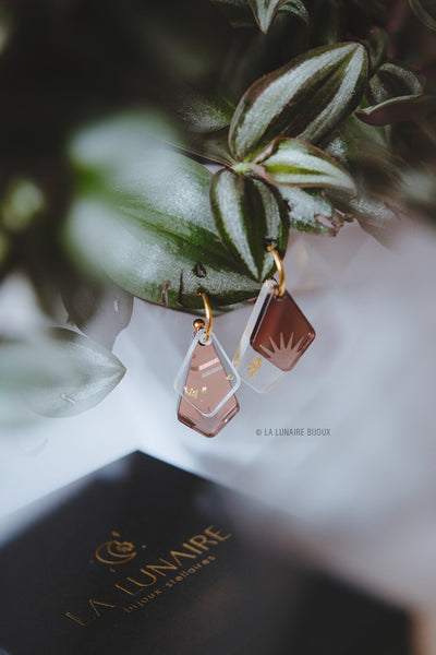 Boucles d’oreilles Ada, plexiglass, fait main, Belgique
