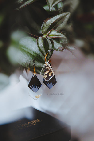 Boucles d’oreilles Ada, plexiglass, fait main, Belgique