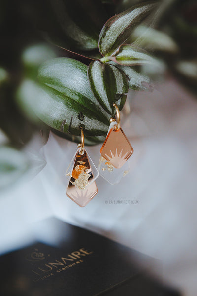 Boucles d’oreilles Ada, plexiglass, fait main, Belgique