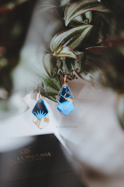 Boucles d’oreilles Ada, plexiglass, fait main, Belgique