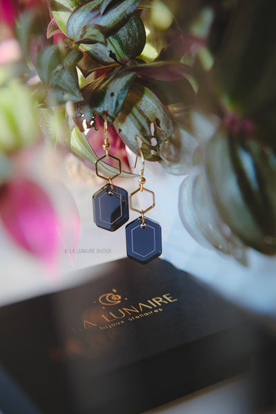 Boucles d’oreilles Grace, plexiglass, fait main, Belgique