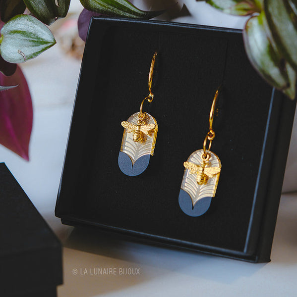 Boucles d’oreilles Joan, plexiglass, fait main, Belgique